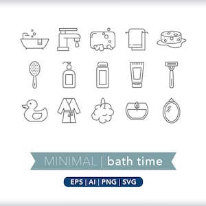 Bath Time Icons: Home Spa Illustrations (SVG, AI, PNG)