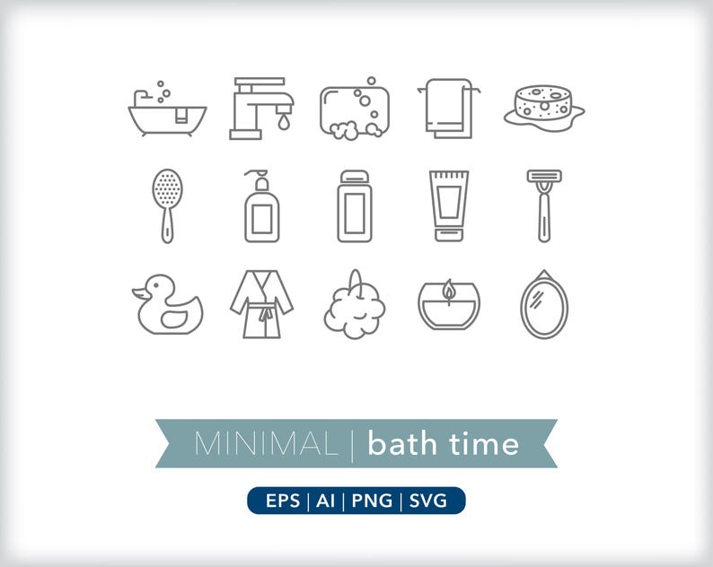 Bath Time Icons: Home Spa Illustrations (SVG, AI, PNG) - Etsy
