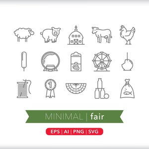 County Fair Icon Set: Carnival, Animals, Games (Digital Download)