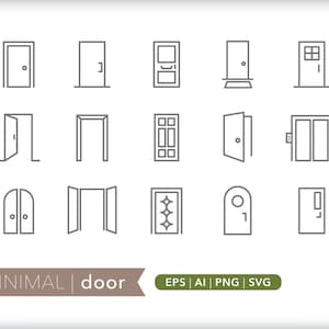 Door Icons: SVG, AI, PNG (Digital Download)