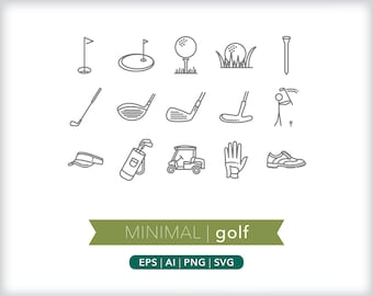 Golfpictogramset: sportillustraties SVG, AI, PNG (digitale download)