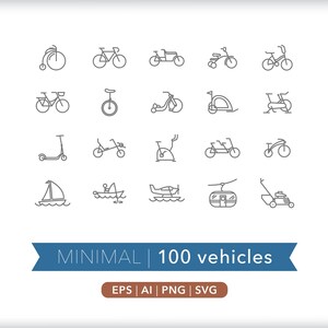 100 Vehicle Icons: Transportation Graphics (SVG, AI, PNG) - Digital Download image 4