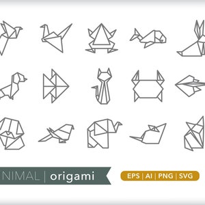 Origami-iconen | Illustraties dierenpictogram | SVG-AI-png-bestand | Digitale download voor ontwerp, sociale media, websites, canva, printables
