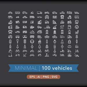 100 Vehicle Icons: Transportation Graphics (SVG, AI, PNG) - Digital Download image 8