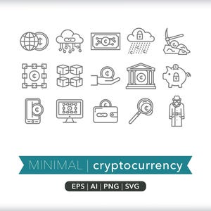 Cryptocurrency Icons: Blockchain SVG, AI, PNG (Digital Download)
