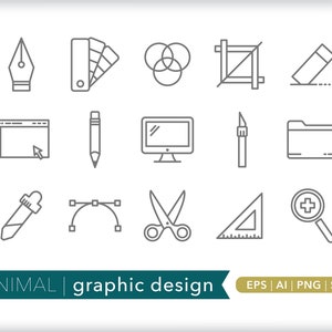 Graphic Design Icons: Software Tool Illustrations (SVG, AI, PNG Digital Download)