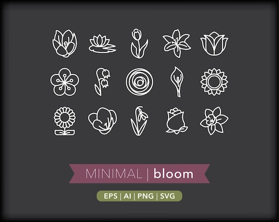 Bloom Flower Icons: Floral Illustrations SVG, AI, PNG (digital