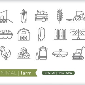 Farm icons | Farmer icon illustrations | SVG AI PNG | Instant Digital Download for design, social media, crafting, web, die-cut