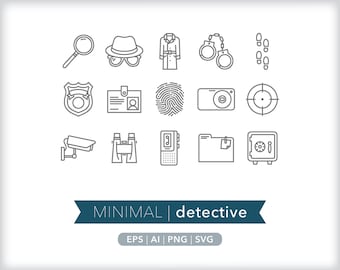 Detective Icons: Spy Clipart, SVG, PNG, AI (Digital Download)
