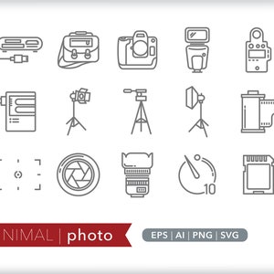 Photo icons | Camera icon illustrations | SVG AI PNG | Digital Download for design, social media, websites, Canva, printables