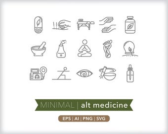 Alternativ Medizin Icons: Ganzheitliche Gesundheitsgrafik (Digitaler Download)
