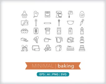Baking Icons: Food & Cooking SVG, AI, PNG (Digital Download)