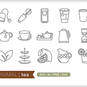 Tea Icons: SVG, AI, PNG (Digital Download)