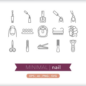 Nail Salon Icons: Beauty & Self-Care Illustrations (SVG, AI, PNG)