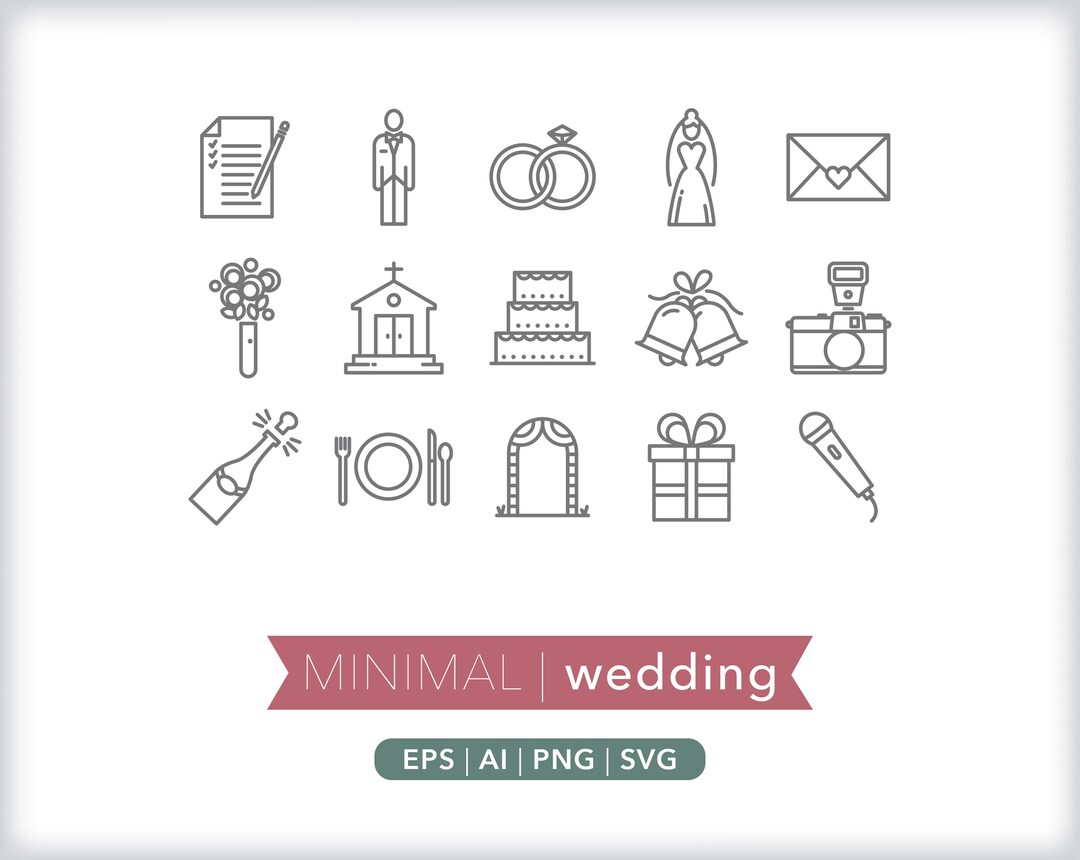 Wedding Icons: Elegant Rings, Cake, Bride & Groom (digital Download) - Etsy