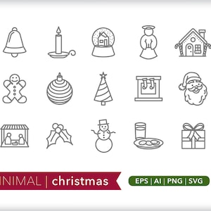 Christmas  icons | Holiday icon illustrations | SVG AI PNG | Instant Digital Download for design, social media, crafting, web, die-cut
