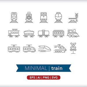Train Icons: Railroad Vector Graphics (Digital Download)