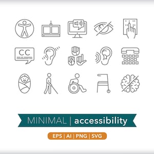 Conjunto de ícones de acessibilidade: gráficos para web e mídias sociais (download digital)