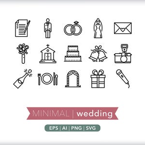 Wedding Icons: Elegant Rings, Cake, Bride & Groom (Digital Download) image 2