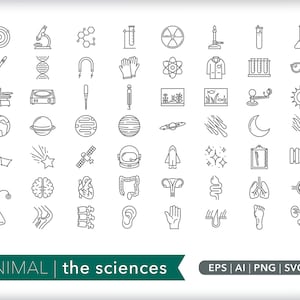 50+ Science icons | Education icons | SVG AI PNG | Digital Download for design, social media, websites, Canva, printables