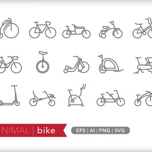 Bicycle Icon Illustrations: SVG, AI, PNG (Digital Download)