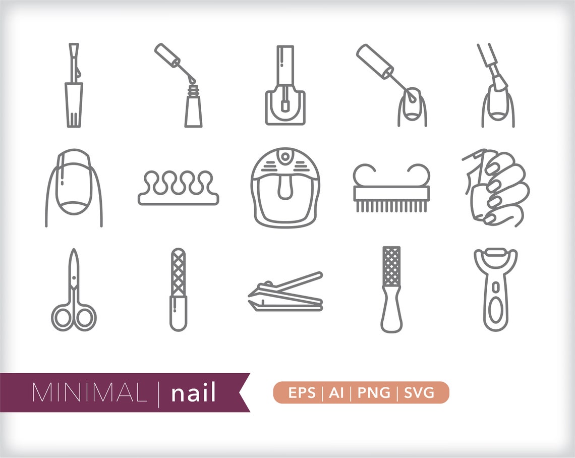 Nail Icons Beauty Icon Illustrations EPS AI PNG Instant Etsy