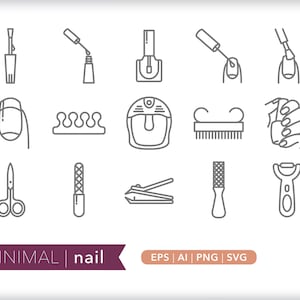 Nail Salon Icons: Beauty & Self-Care Illustrations (SVG, AI, PNG)