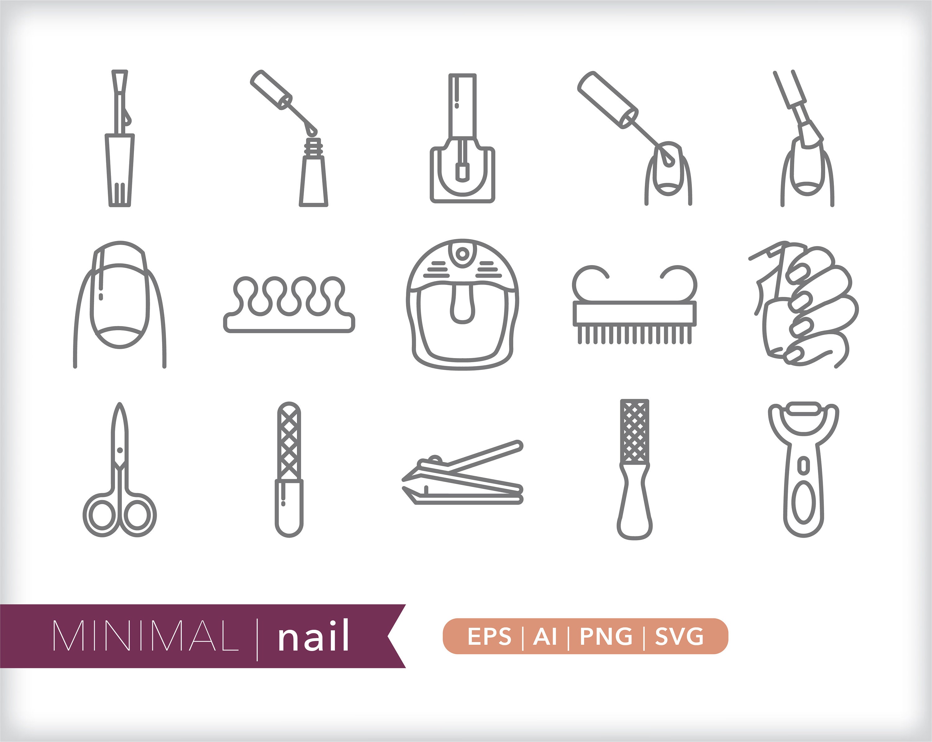Íconos de uñas / Ilustraciones de íconos de belleza / SVG AI PNG ...
