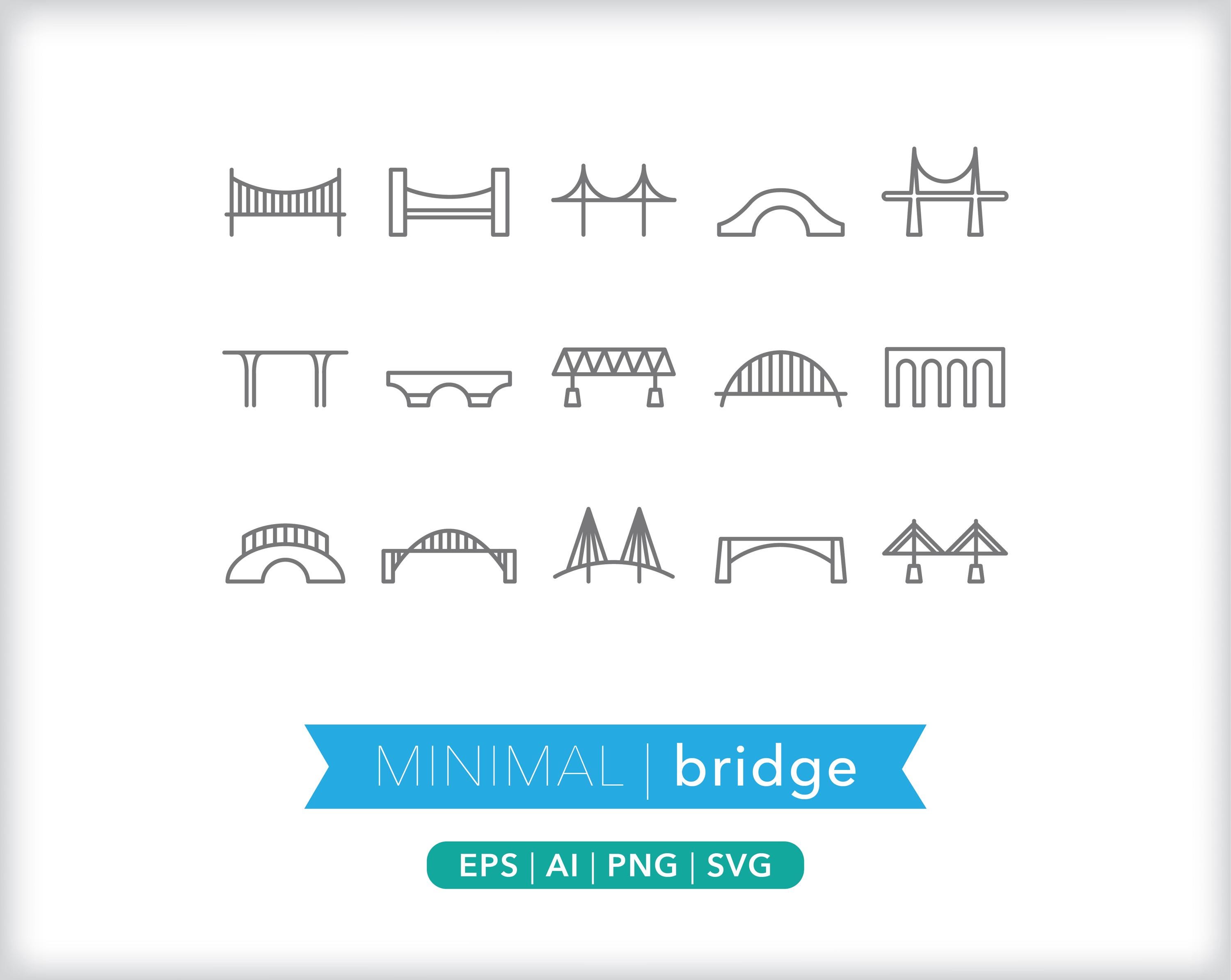 Bridge Icon Set: Architecture Illustrations SVG, AI, PNG (digital ...