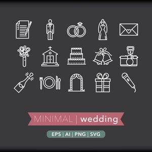 Wedding Icons: Elegant Rings, Cake, Bride & Groom (Digital Download) image 3