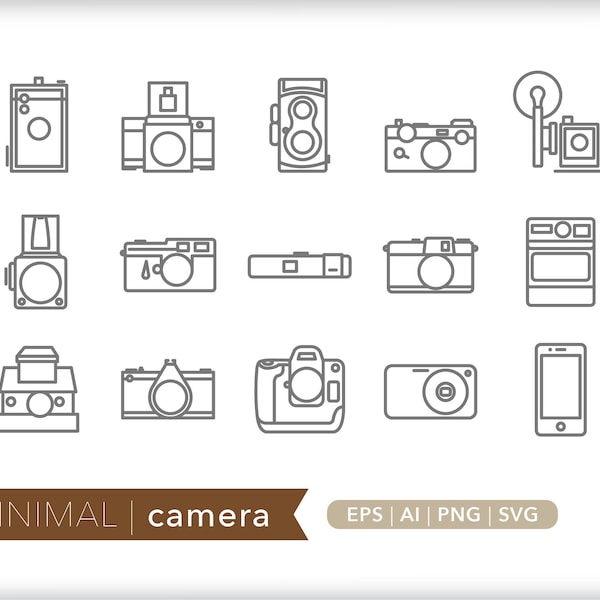 Camera  icons | Photography icons | SVG AI PNG | Digital Download for design, social media, websites, Canva, printables