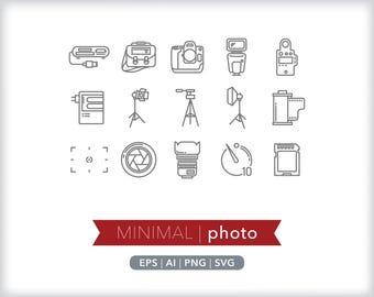 Camera Equipment Icons: Photo SVG, AI, PNG (Digital Download)