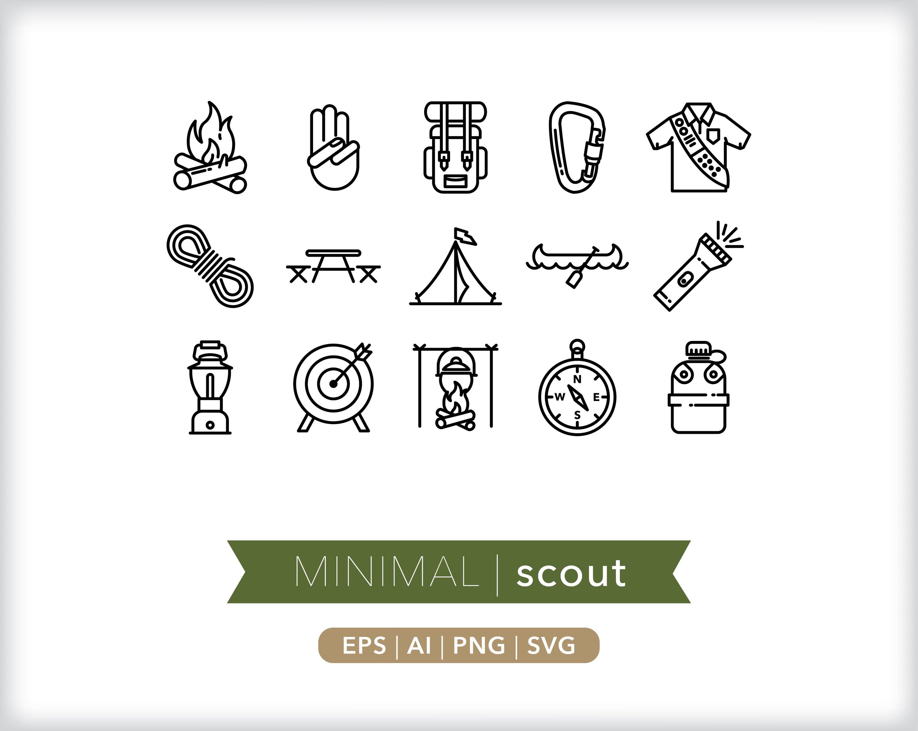 Scouter Icon Scout Icons: Camping Adventure Graphics SVG, AI, PNG (digital Download ...