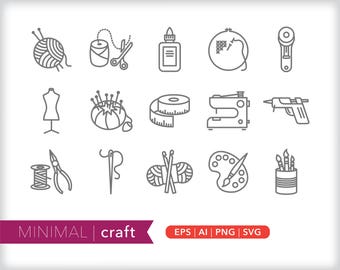 Craft  icons | Homemade hobby icons | SVG AI PNG | Instant Digital Download for design, social media, crafting, Canva, printables