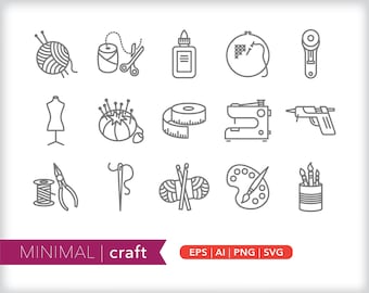 Craft  icons | Homemade hobby icons | SVG AI PNG | Instant Digital Download for design, social media, crafting, Canva, printables