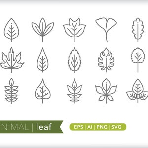 Leaf icons | Tree icons | SVG AI PNG | Digital Download for design, social media, websites, Canva, printables