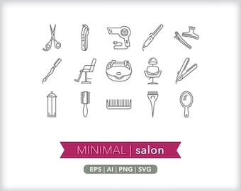Salon Icons: Hair & Beauty Graphics (SVG, AI, PNG Digital Download)