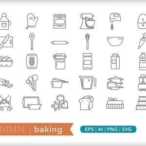 Baking Icons: Food & Cooking SVG, AI, PNG (Digital Download)