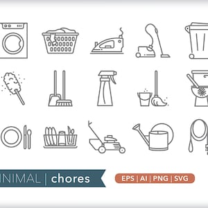 Chores Icons: House Cleaning SVG, AI, PNG (Digital Download)