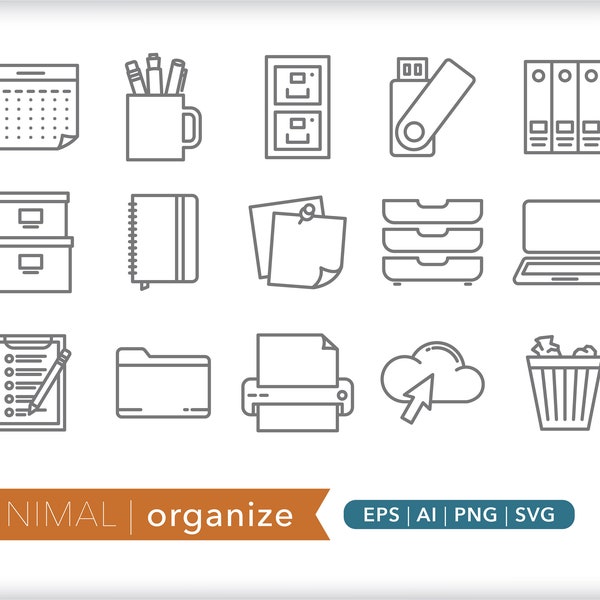Organize icons | Office icons | SVG AI PNG | Instant Digital Download for design, social media, craft and web use