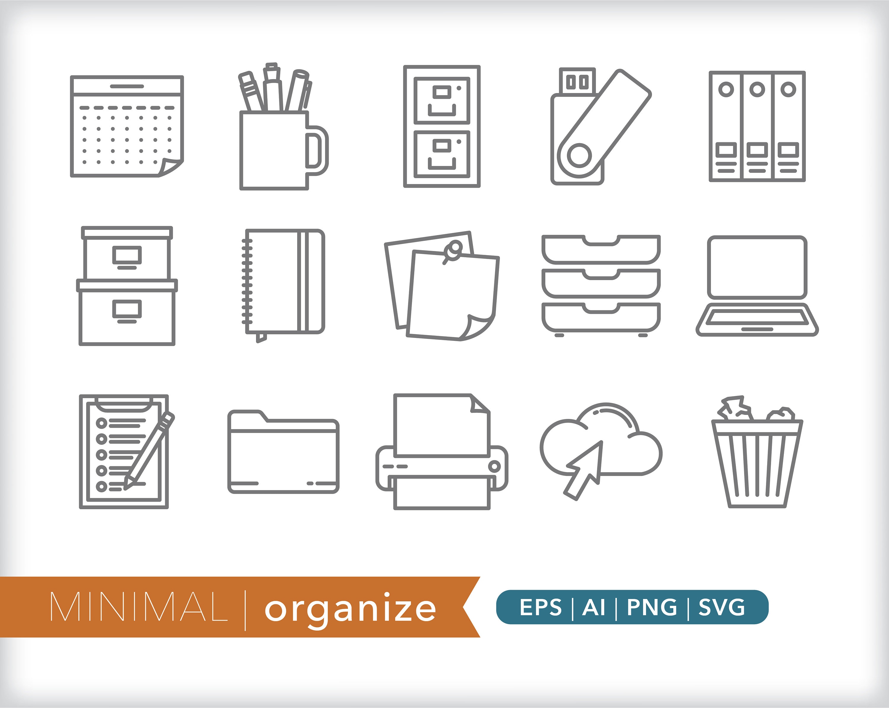 Organize Icons Office Icons SVG AI PNG Instant Digital Download for Design,  Social Media, Craft and Web Use - Etsy Israel