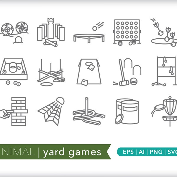 Yard games icons | Tailgate icons | SVG AI PNG | Instant Digital Download for design, social media, crafting, web, die-cutting