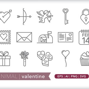 Valentine icons | Love icon illustrations | SVG AI PNG | Digital Download for design, social media, websites, Canva, printables