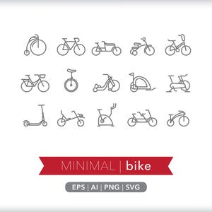 Illustrazioni di icone di biciclette: SVG, AI, PNG (download digitale)