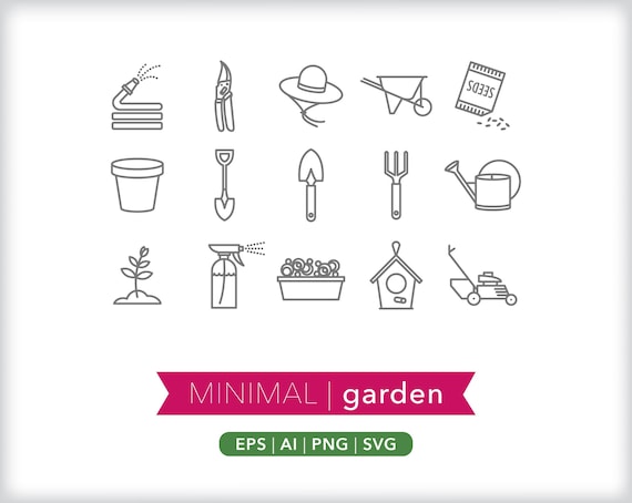 Garden Icons: Flowers, Planting, Seeds SVG, AI, PNG (Digital Download)