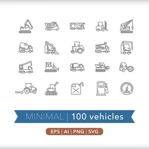 100 Vehicle Icons: Transportation Graphics (SVG, AI, PNG) - Digital Download image 3