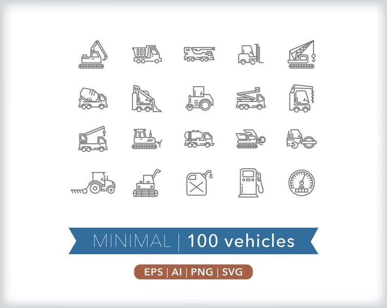 100 Vehicle Icons: Transportation Graphics (SVG, AI, PNG) - Digital Download image 3