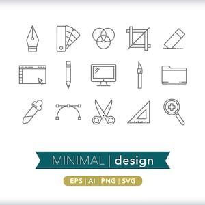 Graphic Design Icons: Software Tool Illustrations (SVG, AI, PNG Digital Download)