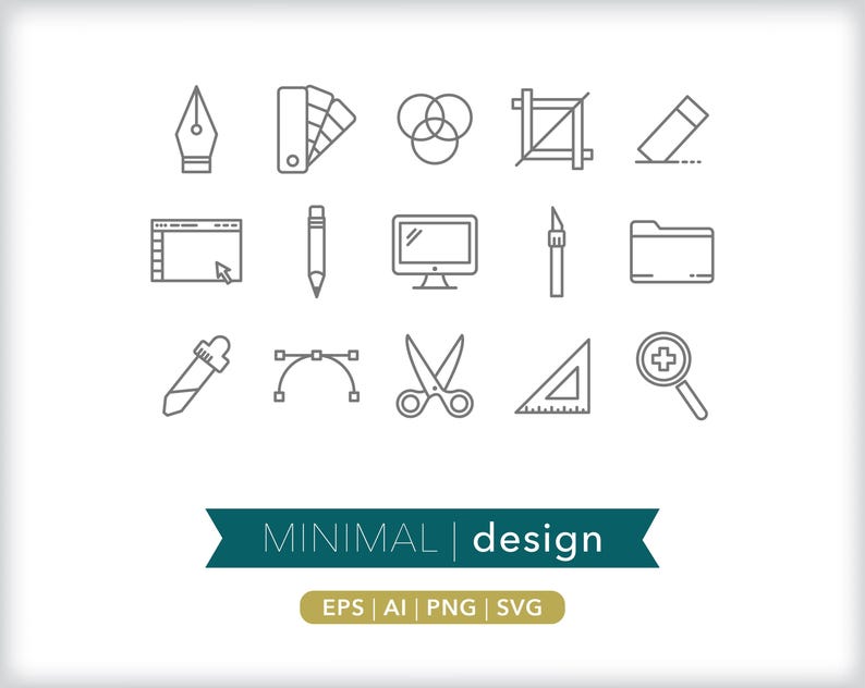 Graphic Design Icons: Software Tool Illustrations (SVG, AI, PNG Digital Download) image 1