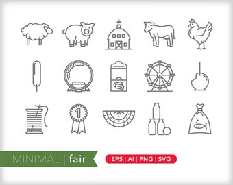 Fair icons | County fair icon illustrations | SVG AI PNG | Digital Download for design, social media, websites, Canva, printables